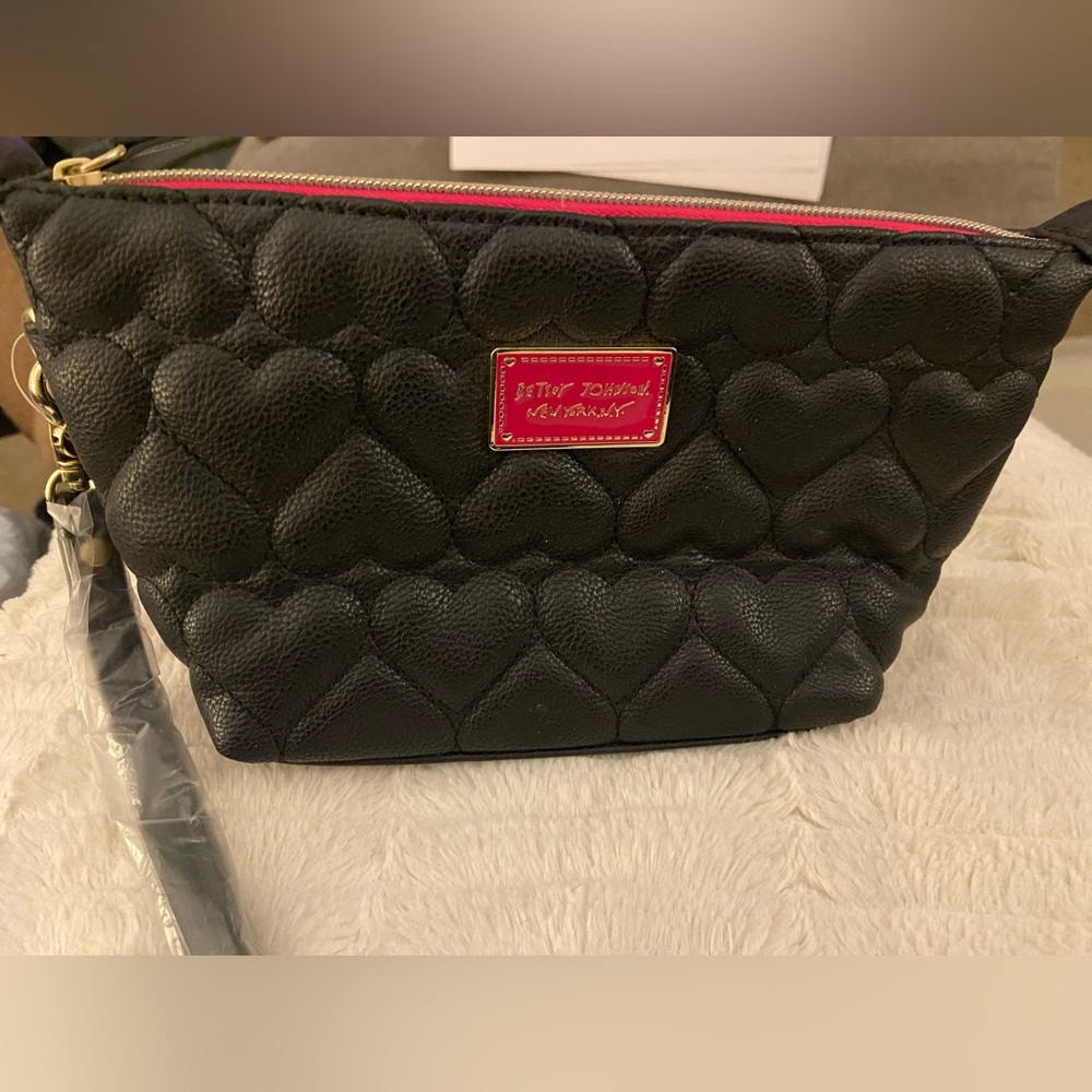 Betsey Johnson black heart makeup bag